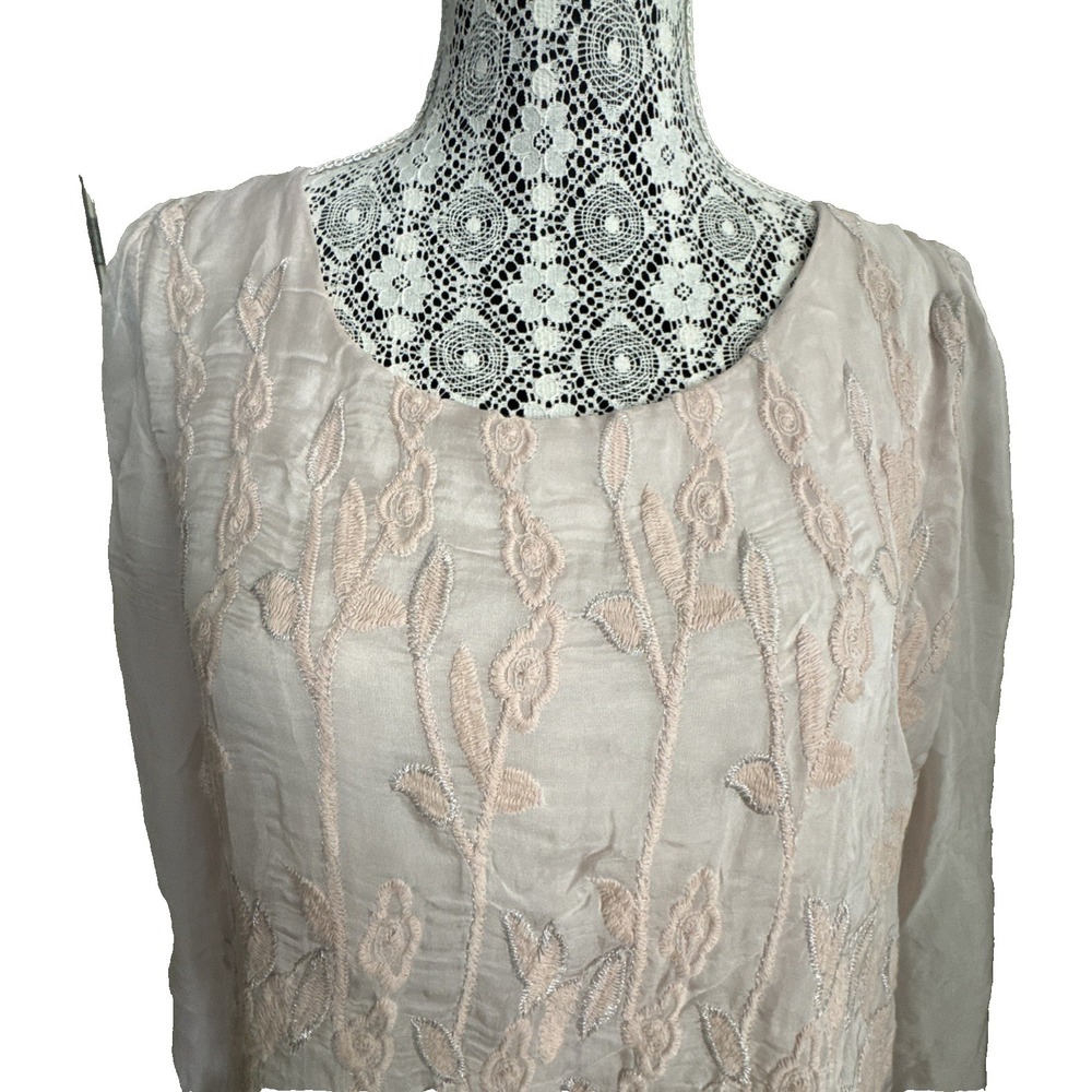 Elena Baldi Shirt Size S‎ Made In Italy Silk Cottagecore  peasant pink BOHO - Picture 7 of 13